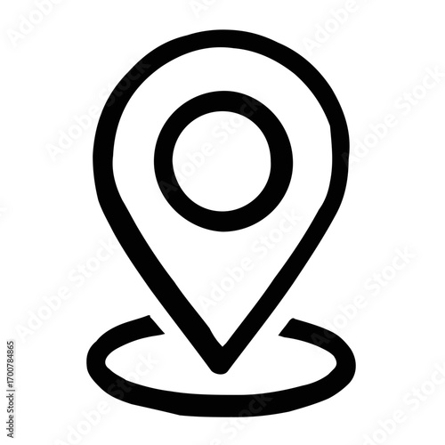 Free Download Hand-drawn location pin icon in a simple monochrome style, representing a map marker for GPS navigation and destination - GFXLoad