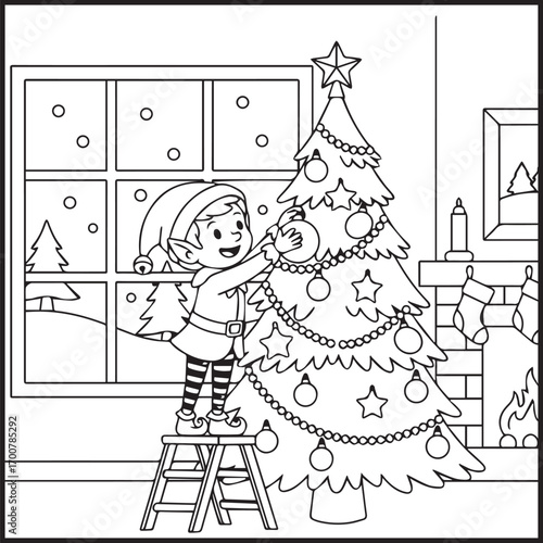Elf Christmas Coloring Pages Bold Easy