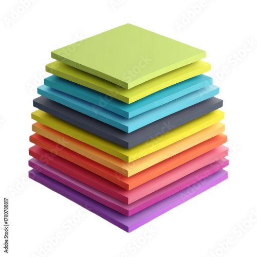 A stack of colorful sticky notes