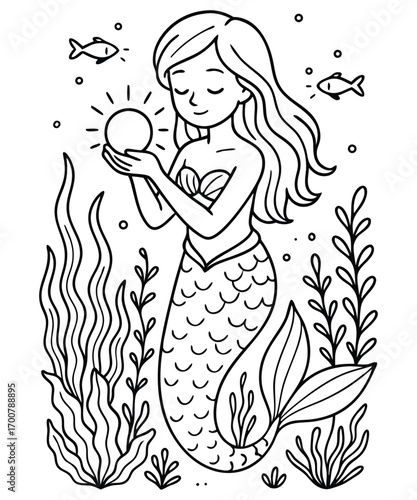 Mermaid coloring page for kids