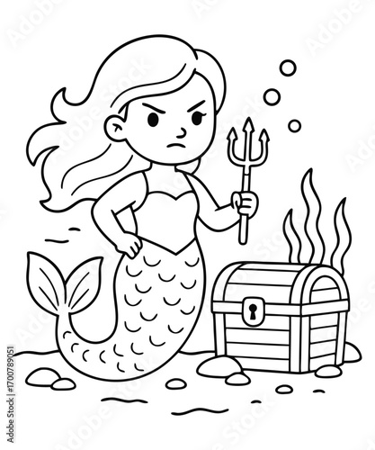 Mermaid coloring page for kids