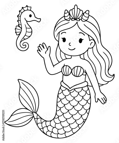 Mermaid coloring page for kids