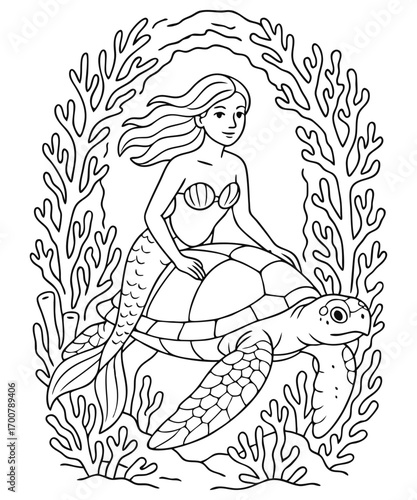 Mermaid coloring page for kids