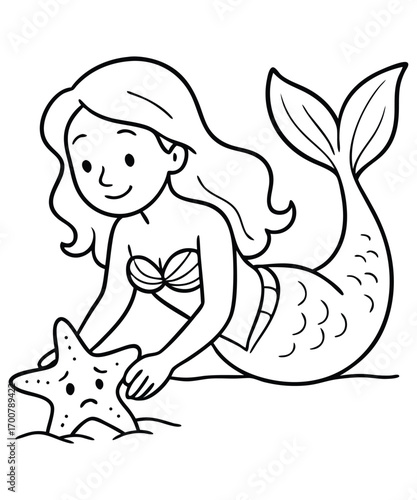 Mermaid coloring page for kids