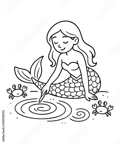 Mermaid coloring page for kids
