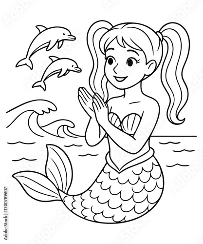 Mermaid coloring page for kids