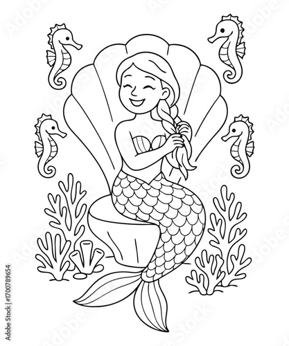 Mermaid coloring page for kids