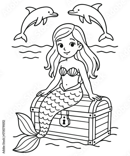 Mermaid coloring page for kids