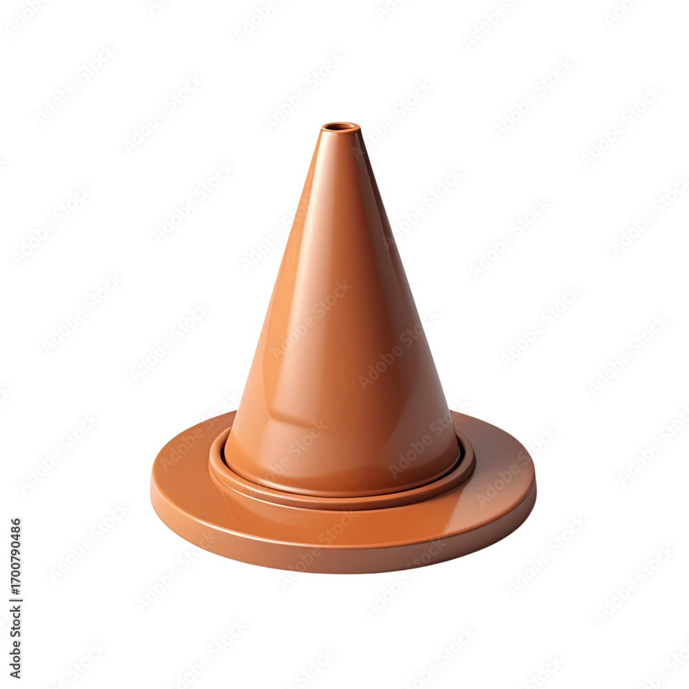Fototapeta premium Traffic safety cone positioned on pavement for roadwork visibility during daylight hours