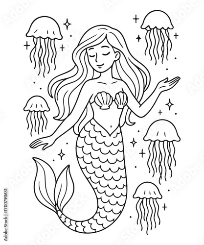 Mermaid coloring page for kids