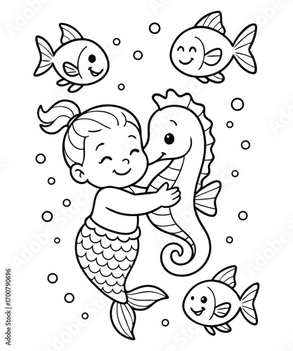 Mermaid coloring page for kids