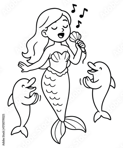 Mermaid coloring page for kids