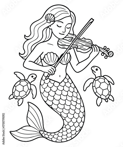 Mermaid coloring page for kids