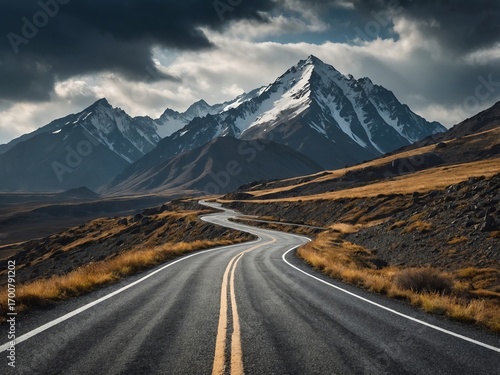 Scenic Mountain Road Winding Through Landscape