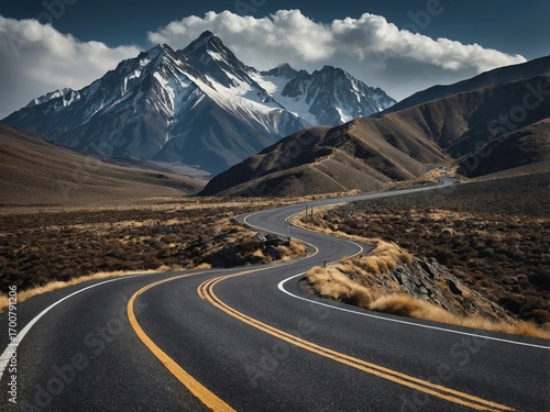 Scenic Mountain Road Winding Through Landscape