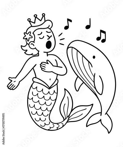 Mermaid coloring page for kids