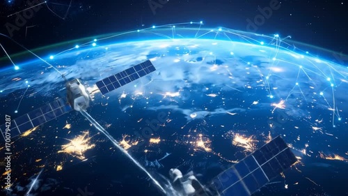 Satellite Swarm: Global Network Orbiting Earth, Connecting Cities and Illuminating Space