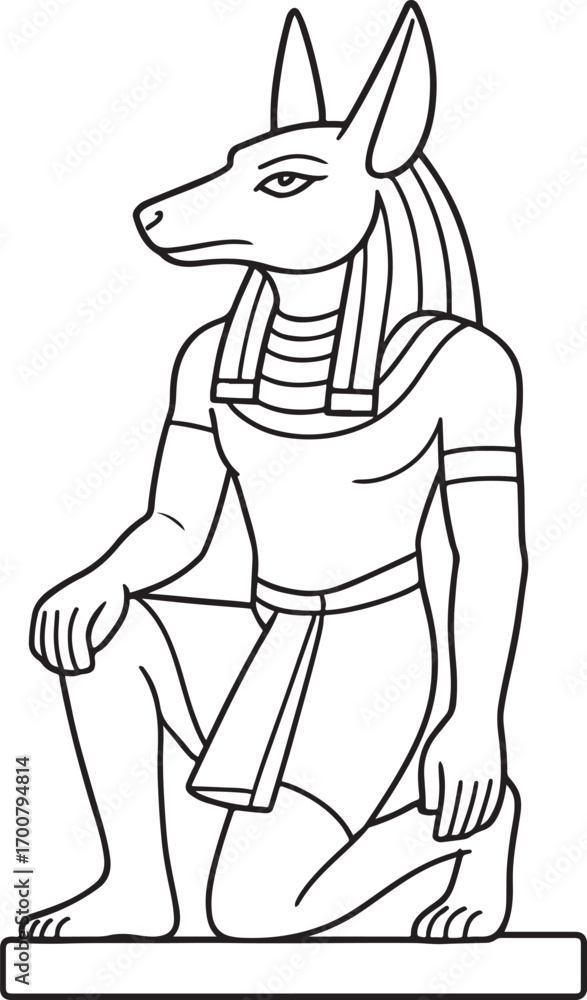 Fototapeta premium Anubis vector illustration Coloring page