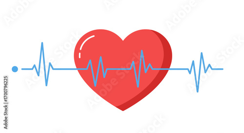 Vibrant graphic showcasing a healthy human heart with an active pulse line, symbolizing medical health concept
