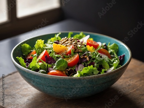 Fresh Healthy Salad Bowl with Mixed Vegetables