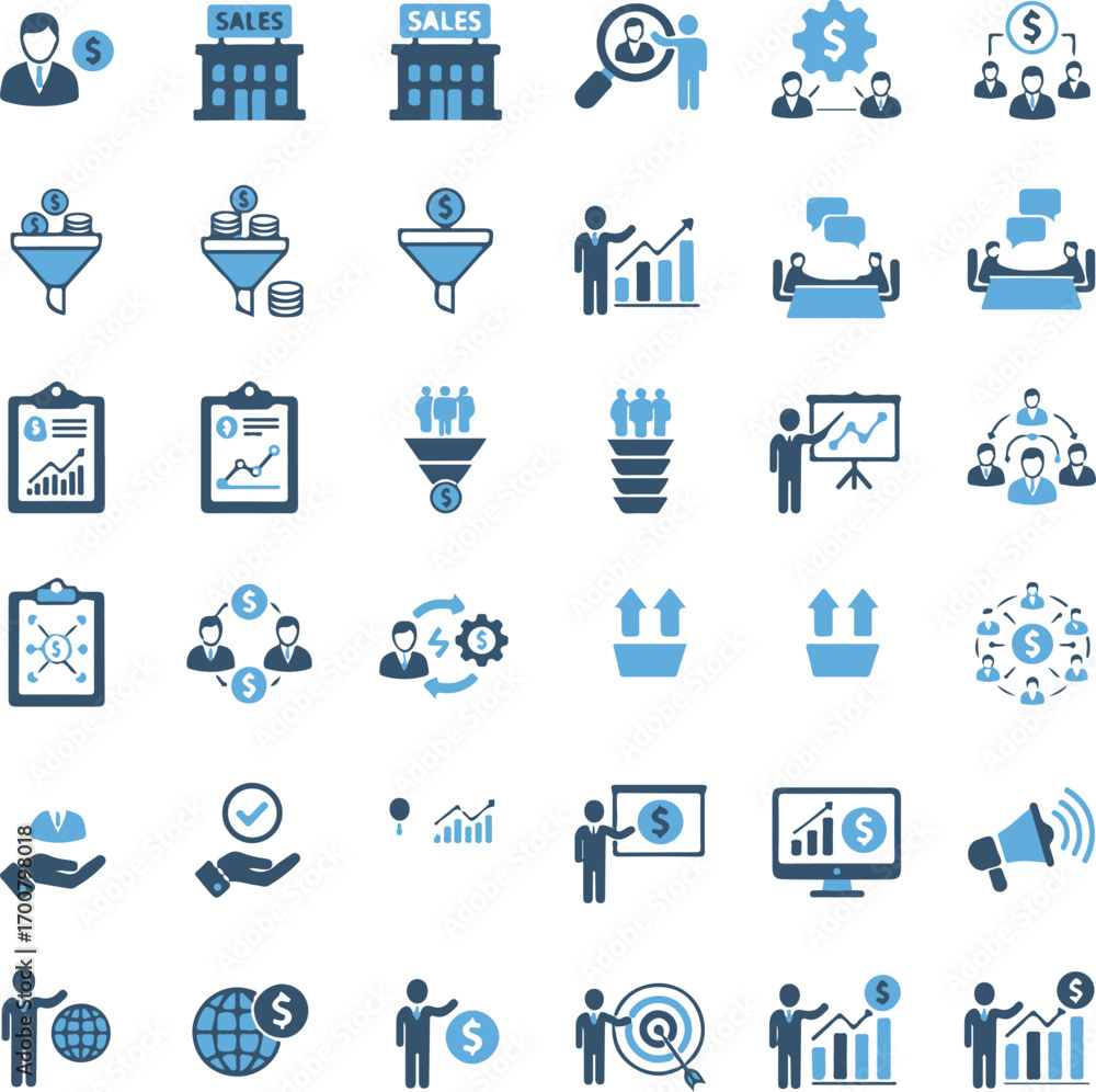 Fototapeta premium B2B line icon set. Business to business, business model, sales model, company, work of organizations, sale of products and more. 