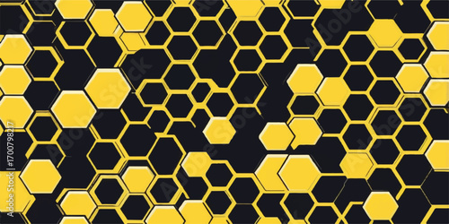 Vector illustration of an abstract seamless honeycomb pattern background with a giraffe