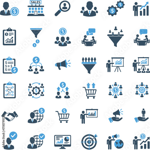 sales and job activity Line, Icon, Symbol Collection