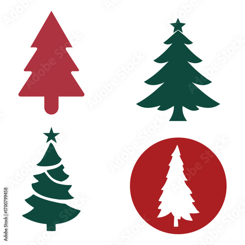 set of christmas trees