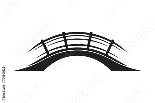 Simple black silhouette of a curved bridge