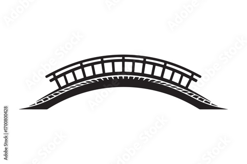 Simple arch bridge silhouette on white background