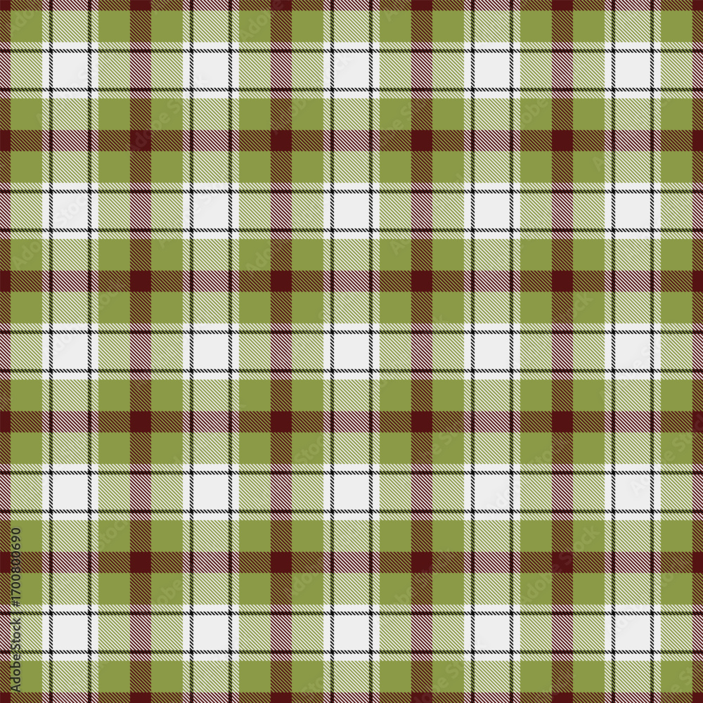 Obraz premium Content seamless vector pattern, soft plaid textile check. King tartan fabric texture background in lime and white colors.