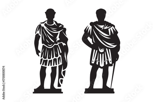 Two roman soldiers silhouettes in togas and armor