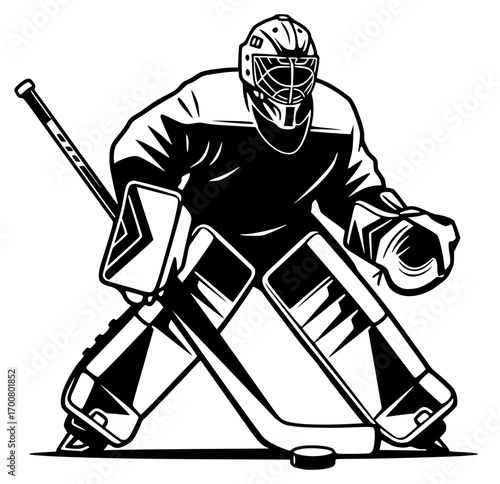 Ice Hockey Goalie in a Protective Stance, Hockey SVG, Goalie SVG, Sport SVG, Game SVG