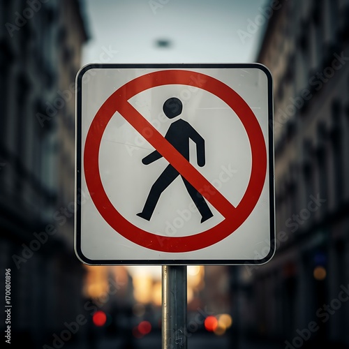No Pedestrian Access Sign on a City Street