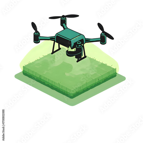 Modern drone surveying a lush green agricultural field with precision technology
