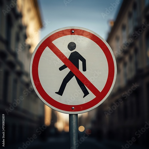 No Pedestrian Access Sign on a City Street