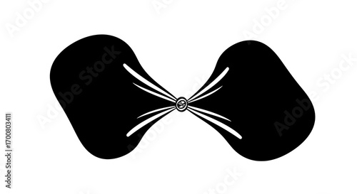 Black bow tie silhouette isolated on white background