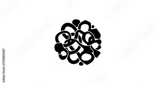 Abstract tangled organic shape silhouette isolated on white background