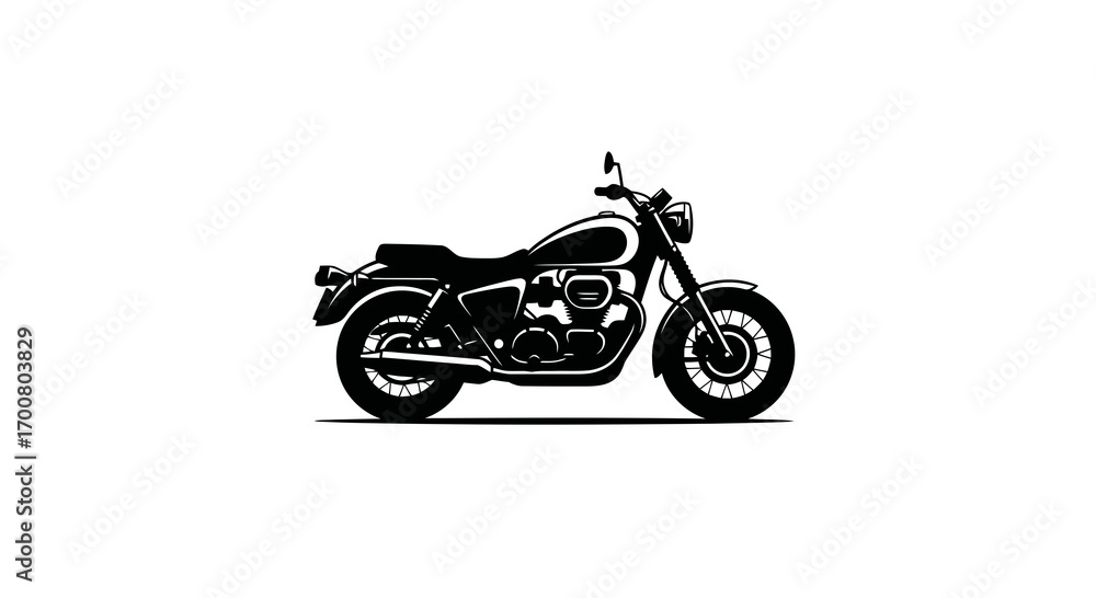 Obraz premium Classic motorcycle silhouette isolated on white background