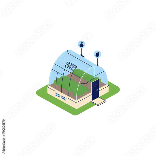 Modern greenhouse structure for sustainable agriculture and urban farming innovation.