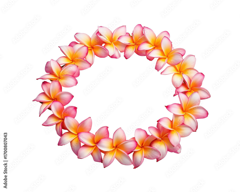 Obraz premium A captivating wreath of plumeria flowers, Symbol of serenity, beauty, and tropical essence