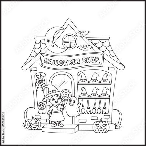 Halloween Shop Coloring Pages