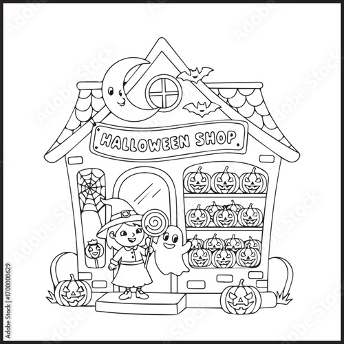 Halloween Shop Coloring Pages