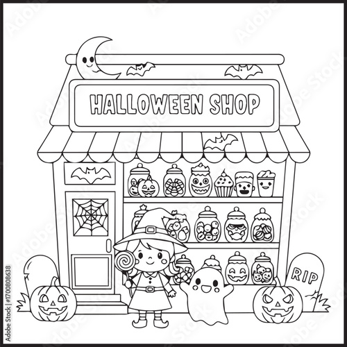 Halloween Shop Coloring Pages