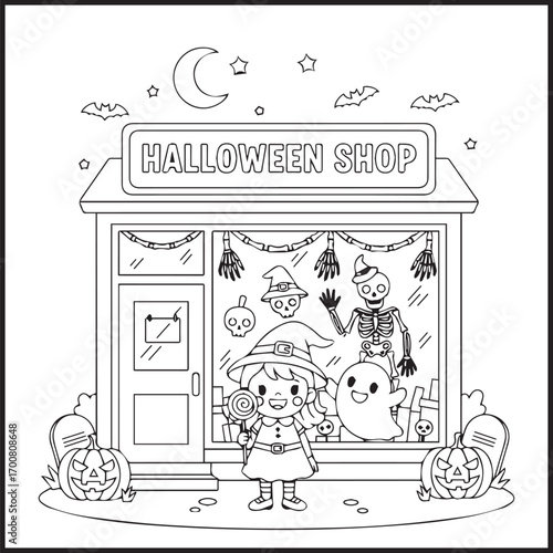 Halloween Shop Coloring Pages