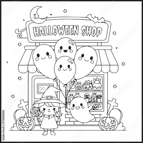 Halloween Shop Coloring Pages