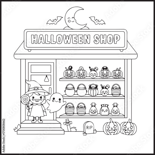 Halloween Shop Coloring Pages
