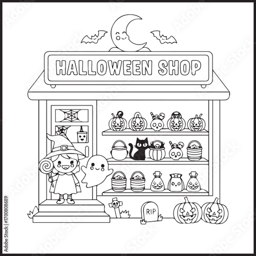 Halloween Shop Coloring Pages
