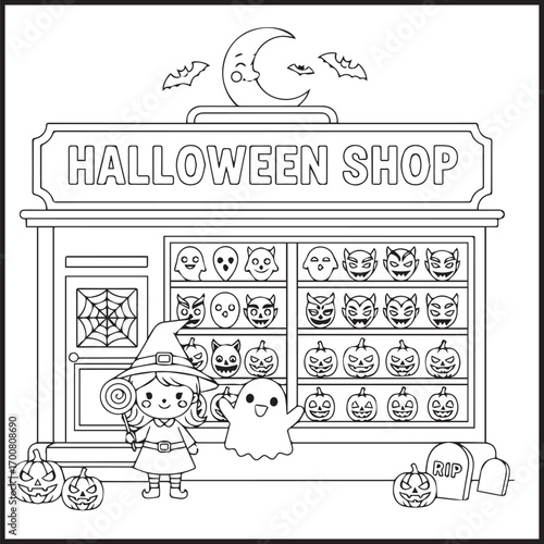 Halloween Shop Coloring Pages