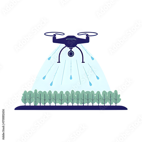 Advanced drone spraying crops with precision in a modern agricultural field.
